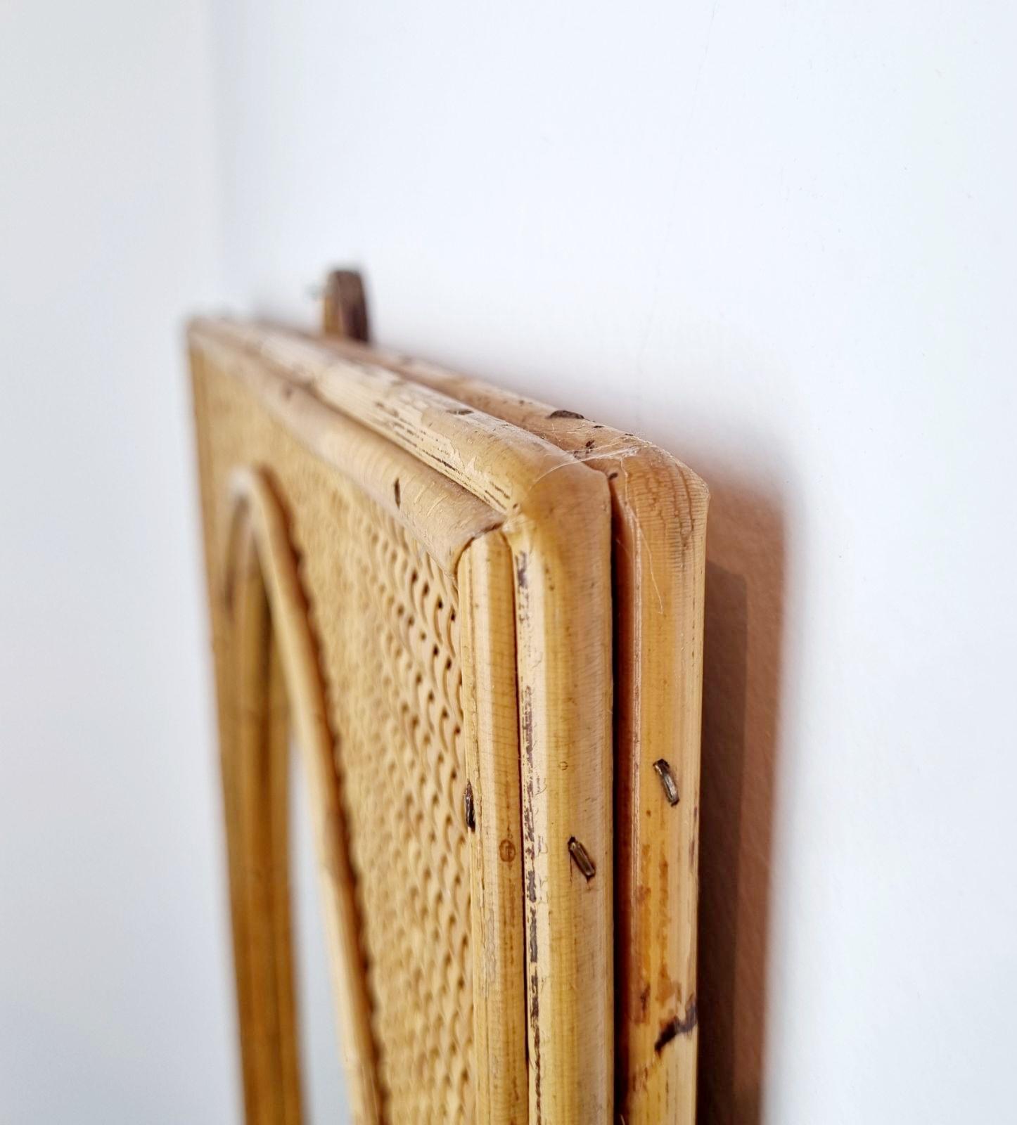 Italienischer moderner Wandspiegel aus Bambus und Rattan, Dal Vera Italien, 70er Jahre im Angebot 5