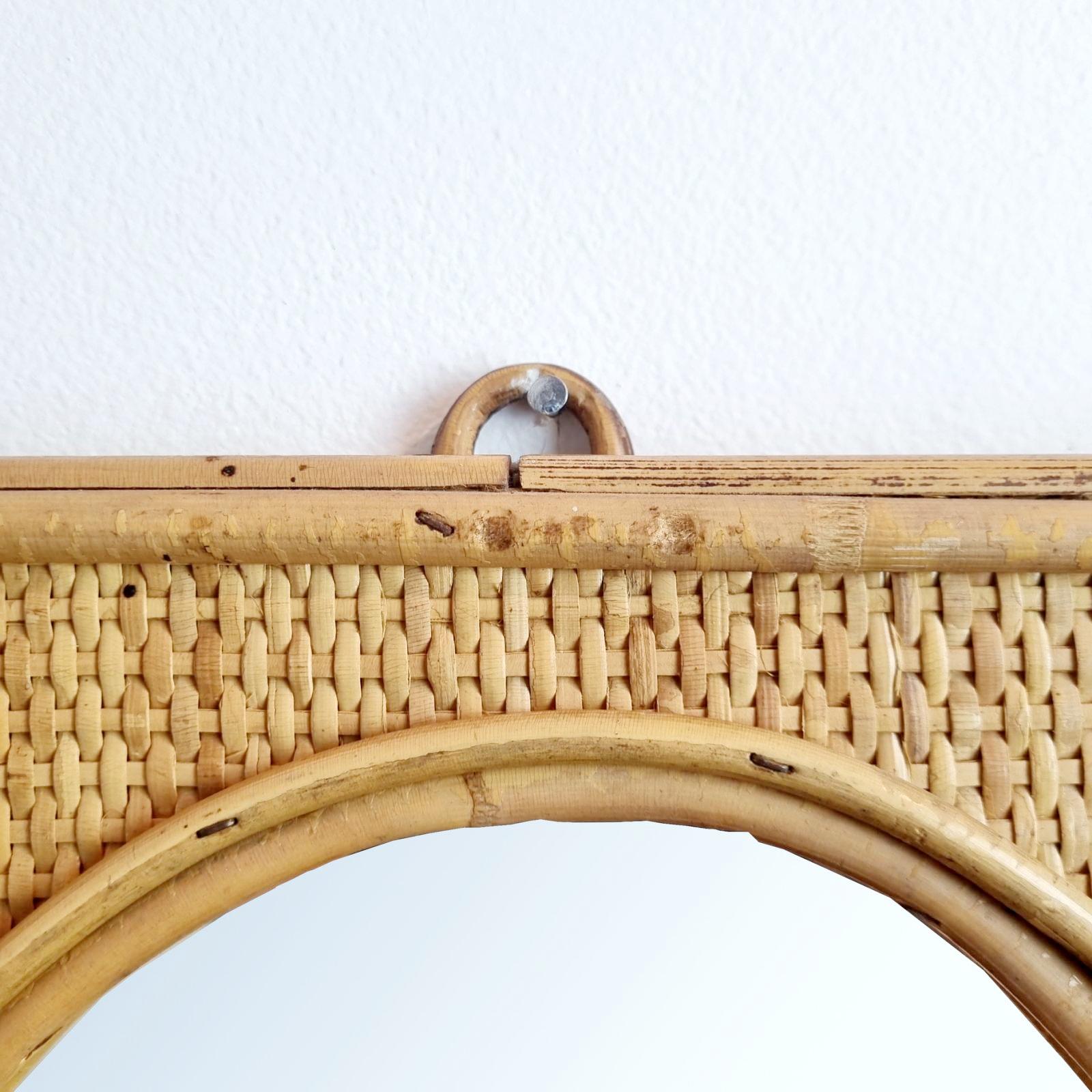Italienischer moderner Wandspiegel aus Bambus und Rattan, Dal Vera Italien, 70er Jahre im Angebot 2