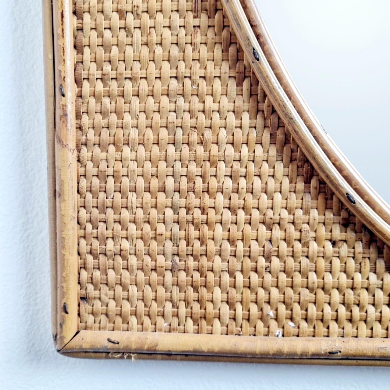 Italienischer moderner Wandspiegel aus Bambus und Rattan, Dal Vera Italien, 70er Jahre im Angebot 4