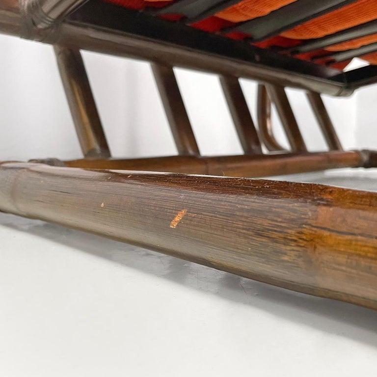 Sillón moderno italiano de bambú cojines naranja Tito Agnoli para Bonacina, años 70 en venta 11