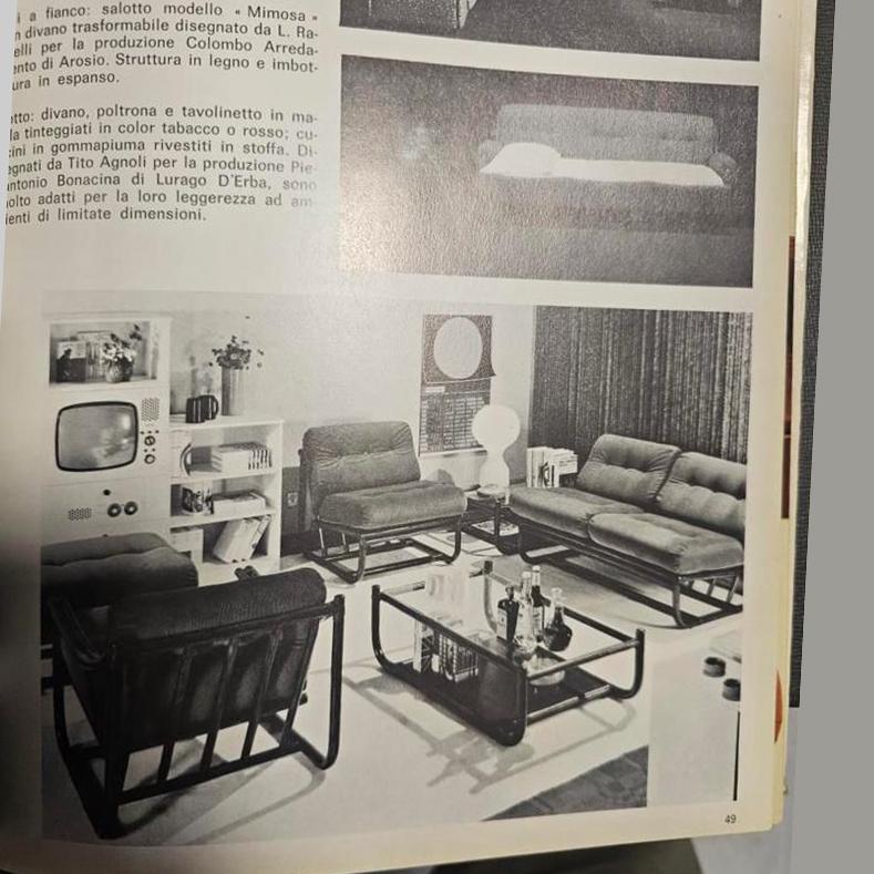 Sillones modernos italianos de bambú cojines naranja Tito Agnoli para Bonacina, años 70 en venta 13