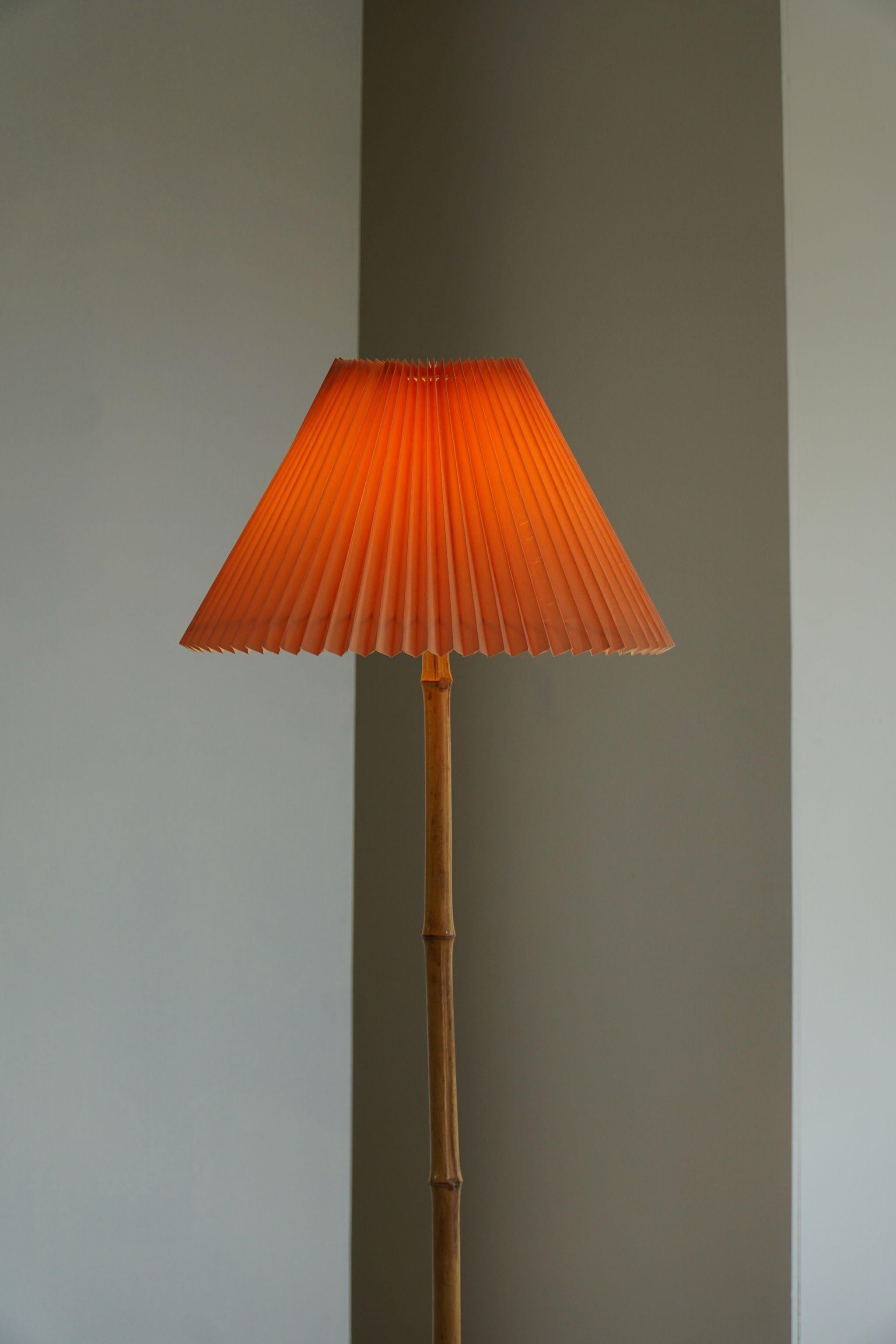 Art Deco Italian Modern Bamboo Floor Lamp, Minimalist, 1970s