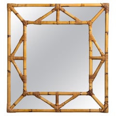 Italian Modern, Bamboo, Glass, Wall Mirror, Italy, 1950s