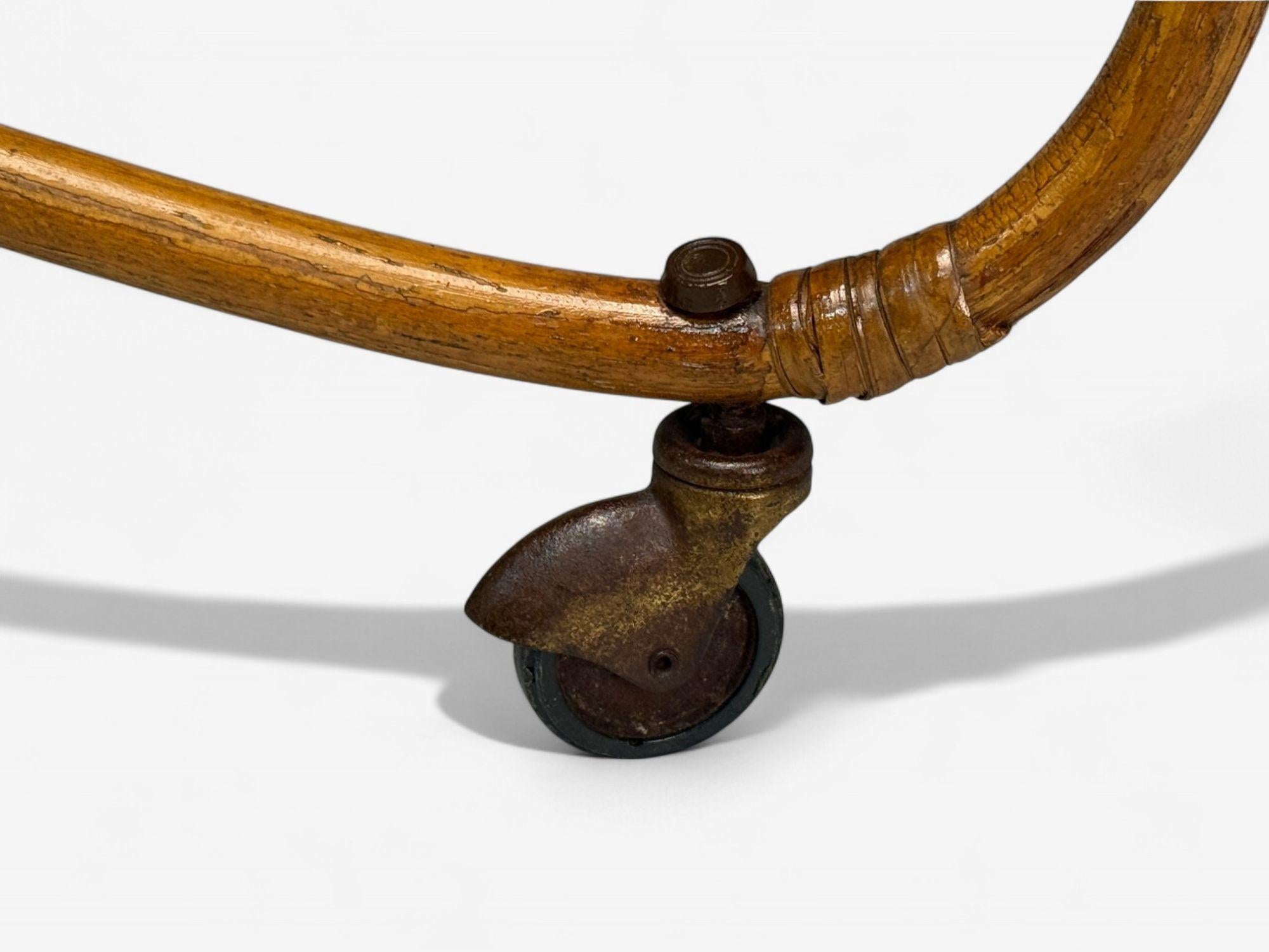 Chariot de bar moderne italien en bambou, rotin et métal, Italie, années 1960 en vente 2