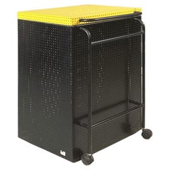 Retro Italian Modern Basket Container in Yellow and Black Metal by Robots, 1990s