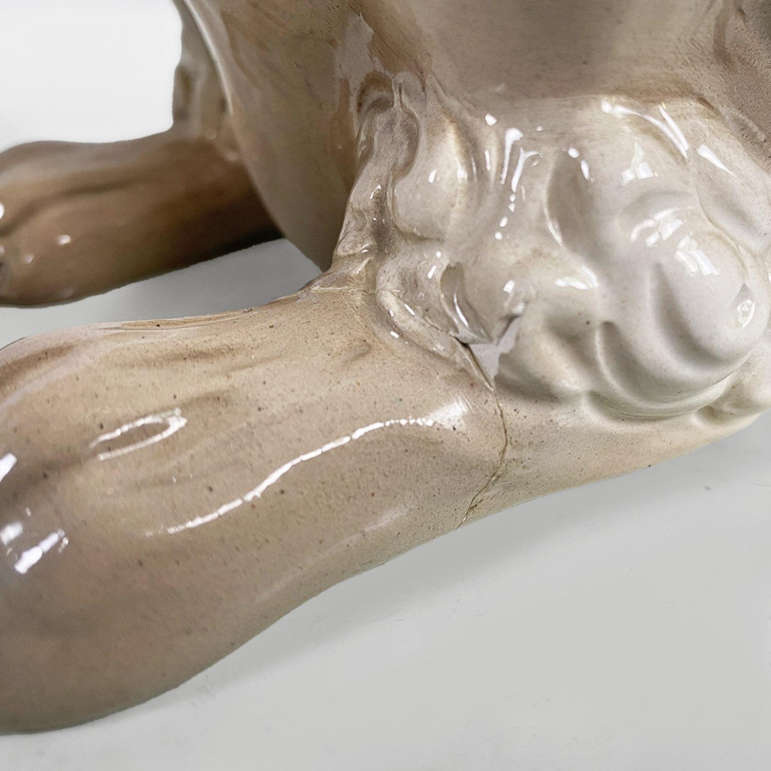 Moderne italienische Skulptur eines Pudels aus beige und weißer Keramik von Ronzan, 1970er Jahre im Angebot 4