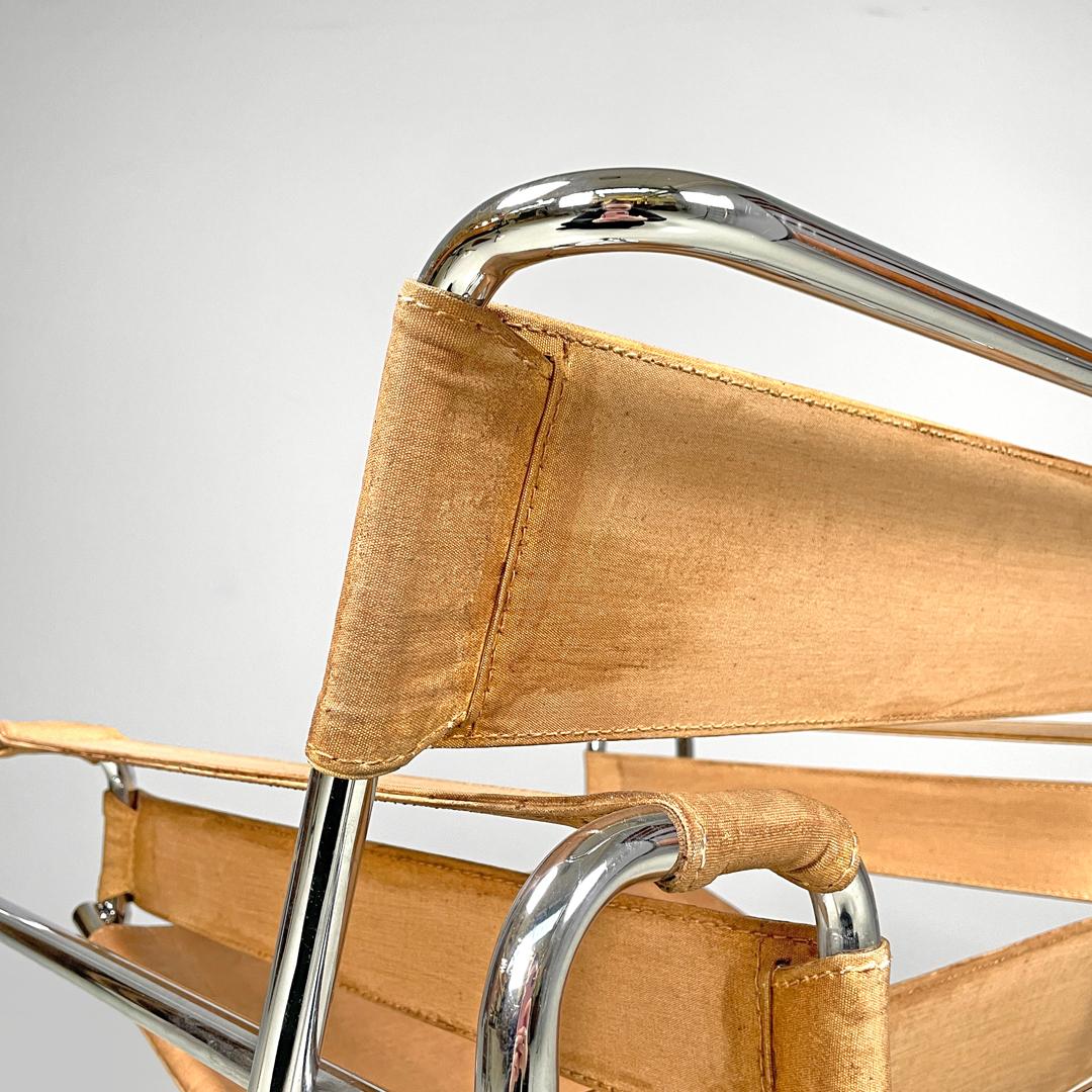 Moderner italienischer moderner beigefarbener Sessel Wassily oder B3 von Marcel Breuer für Gavina, 1970er Jahre im Angebot 4
