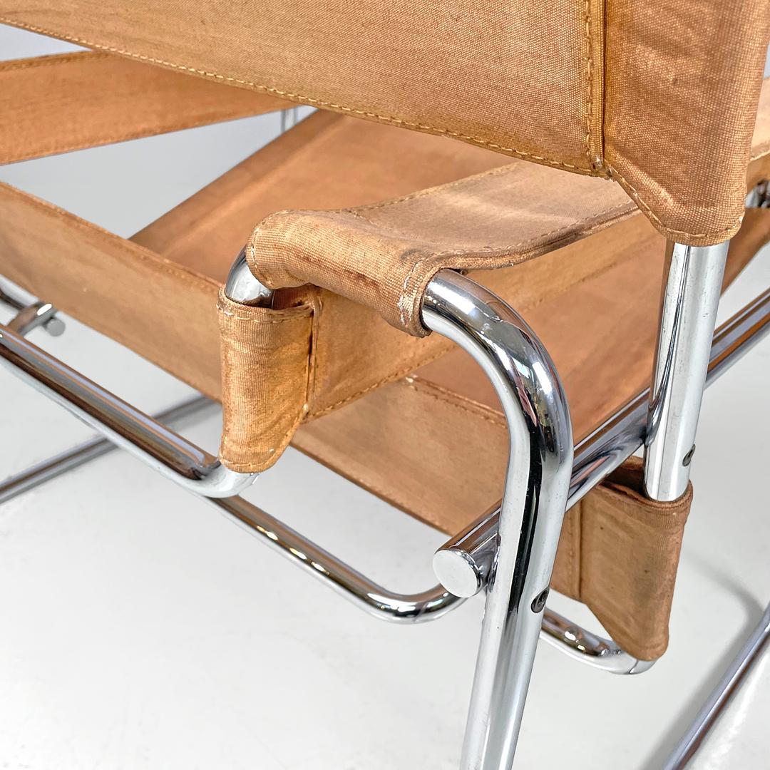 Moderner italienischer moderner beigefarbener Sessel Wassily oder B3 von Marcel Breuer für Gavina, 1970er Jahre im Angebot 6