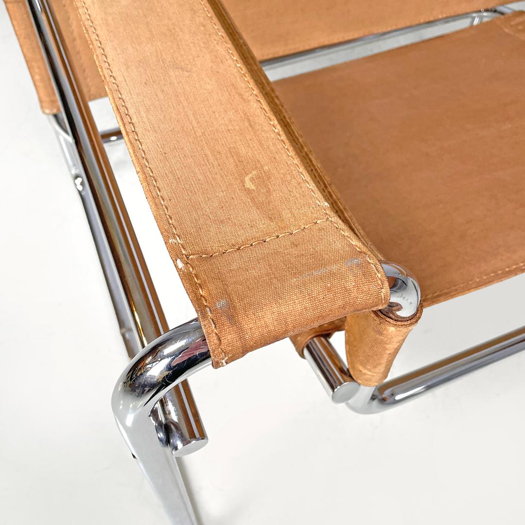 Moderner italienischer moderner beigefarbener Sessel Wassily oder B3 von Marcel Breuer für Gavina, 1970er Jahre im Angebot 8