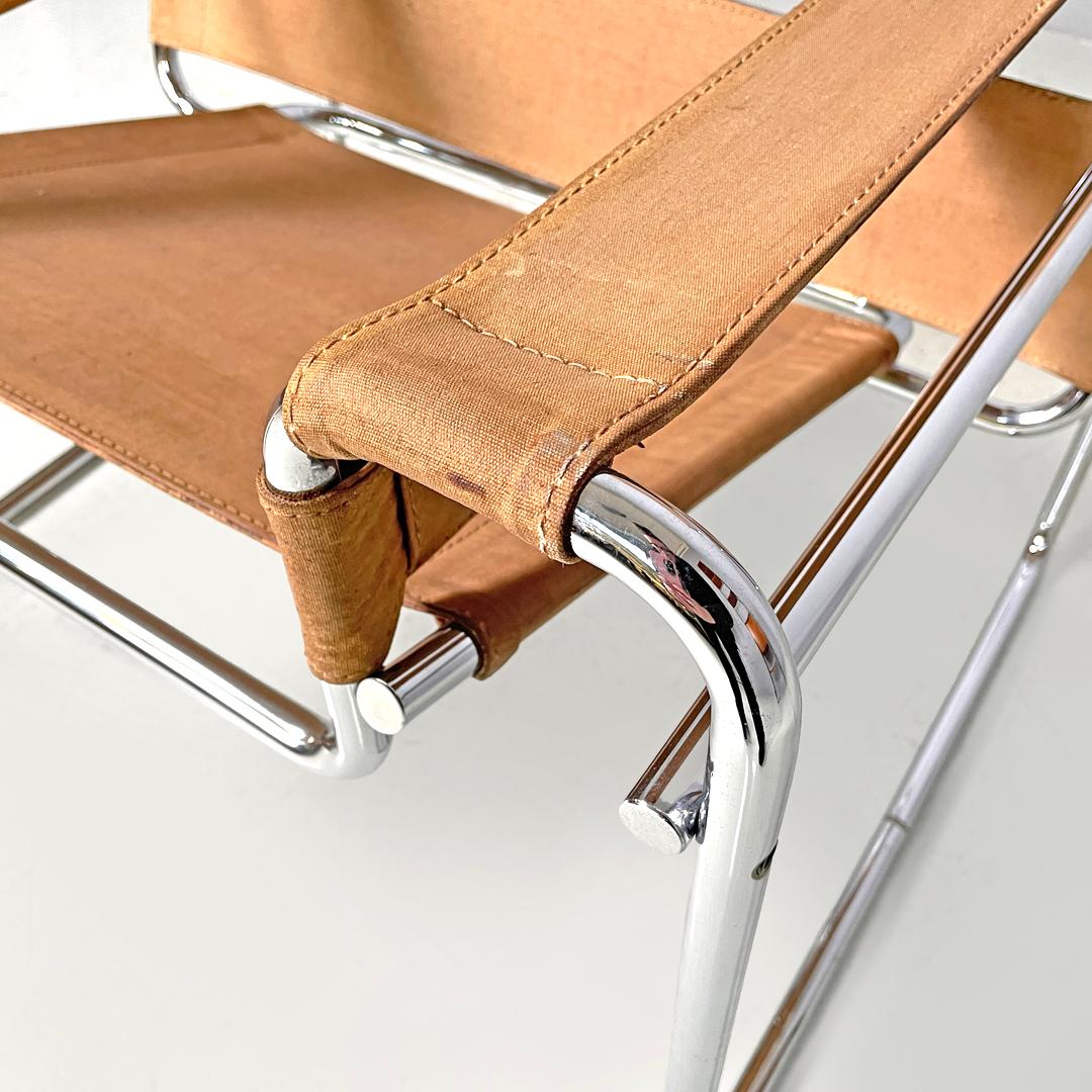 Moderner italienischer moderner beigefarbener Sessel Wassily oder B3 von Marcel Breuer für Gavina, 1970er Jahre im Angebot 11