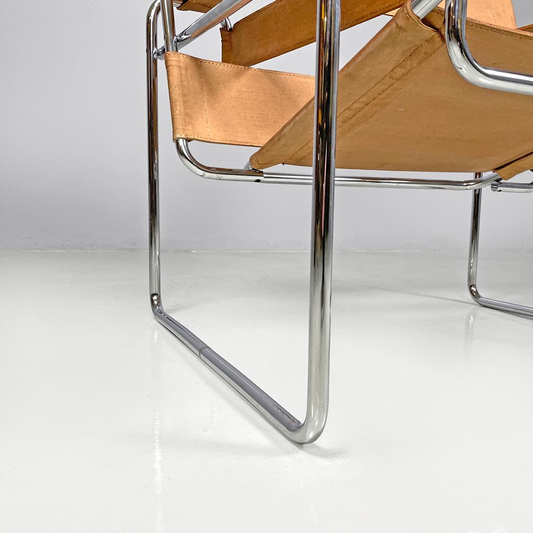 Moderner italienischer moderner beigefarbener Sessel Wassily oder B3 von Marcel Breuer für Gavina, 1970er Jahre im Angebot 12
