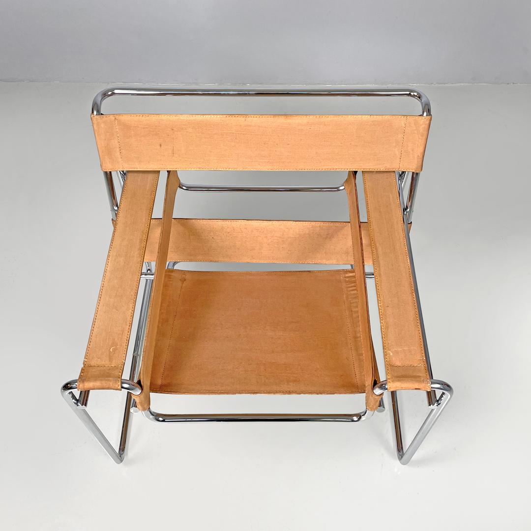 Moderner italienischer moderner beigefarbener Sessel Wassily oder B3 von Marcel Breuer für Gavina, 1970er Jahre (Metall) im Angebot