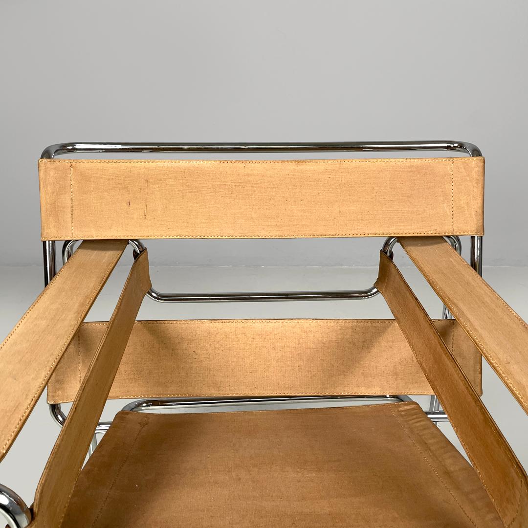 Moderner italienischer moderner beigefarbener Sessel Wassily oder B3 von Marcel Breuer für Gavina, 1970er Jahre im Angebot 1