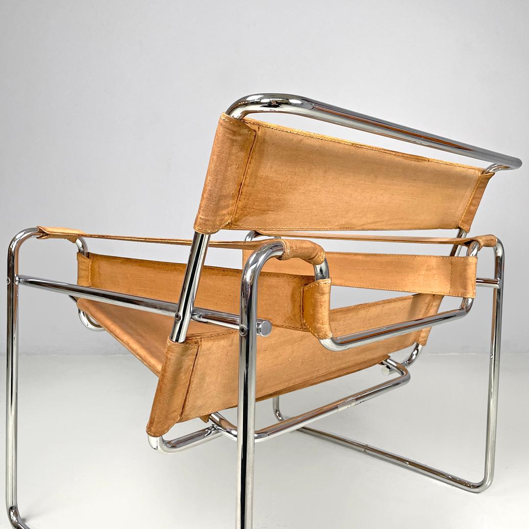 Moderner italienischer moderner beigefarbener Sessel Wassily oder B3 von Marcel Breuer für Gavina, 1970er Jahre im Angebot 2