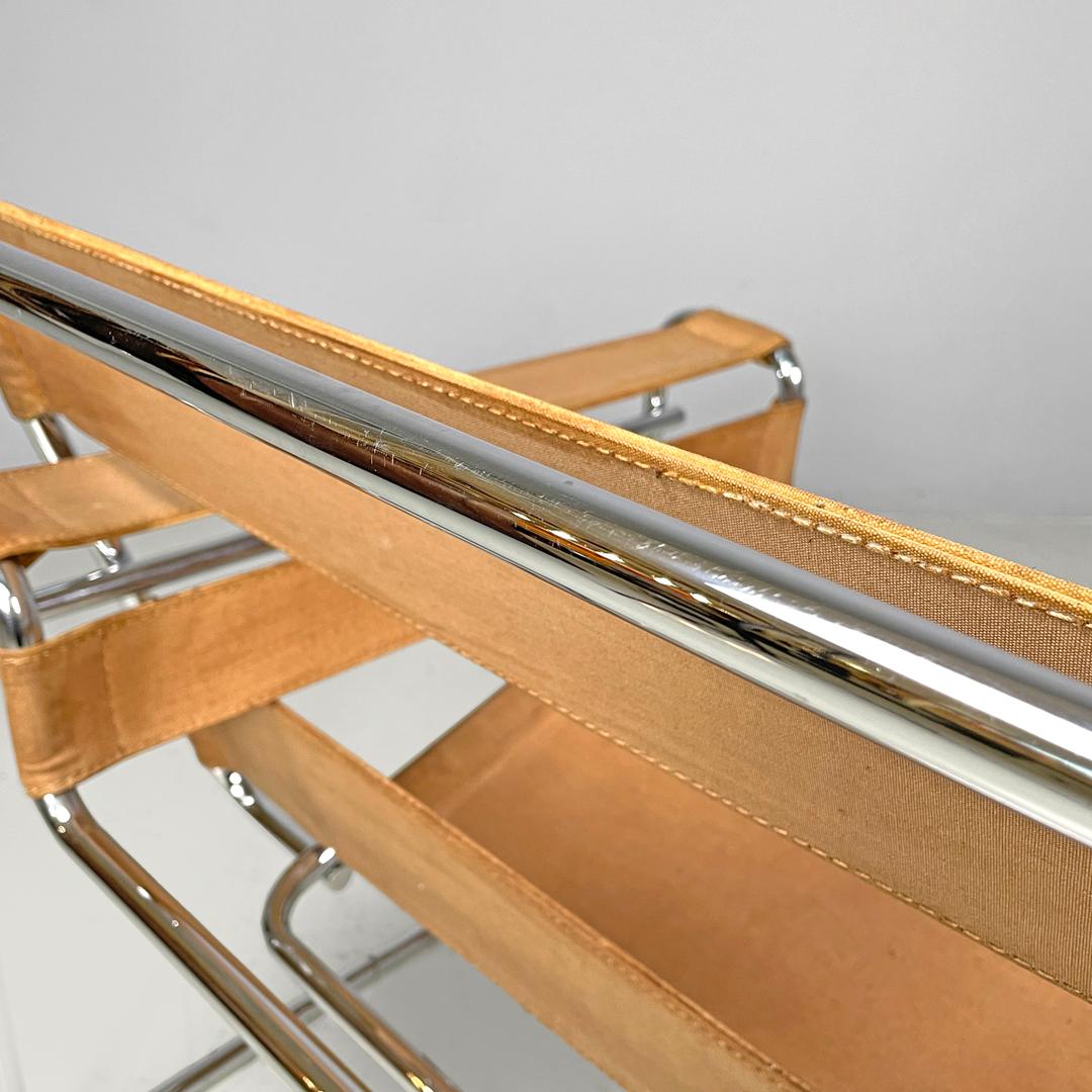 Moderner italienischer moderner beigefarbener Sessel Wassily oder B3 von Marcel Breuer für Gavina, 1970er Jahre im Angebot 3