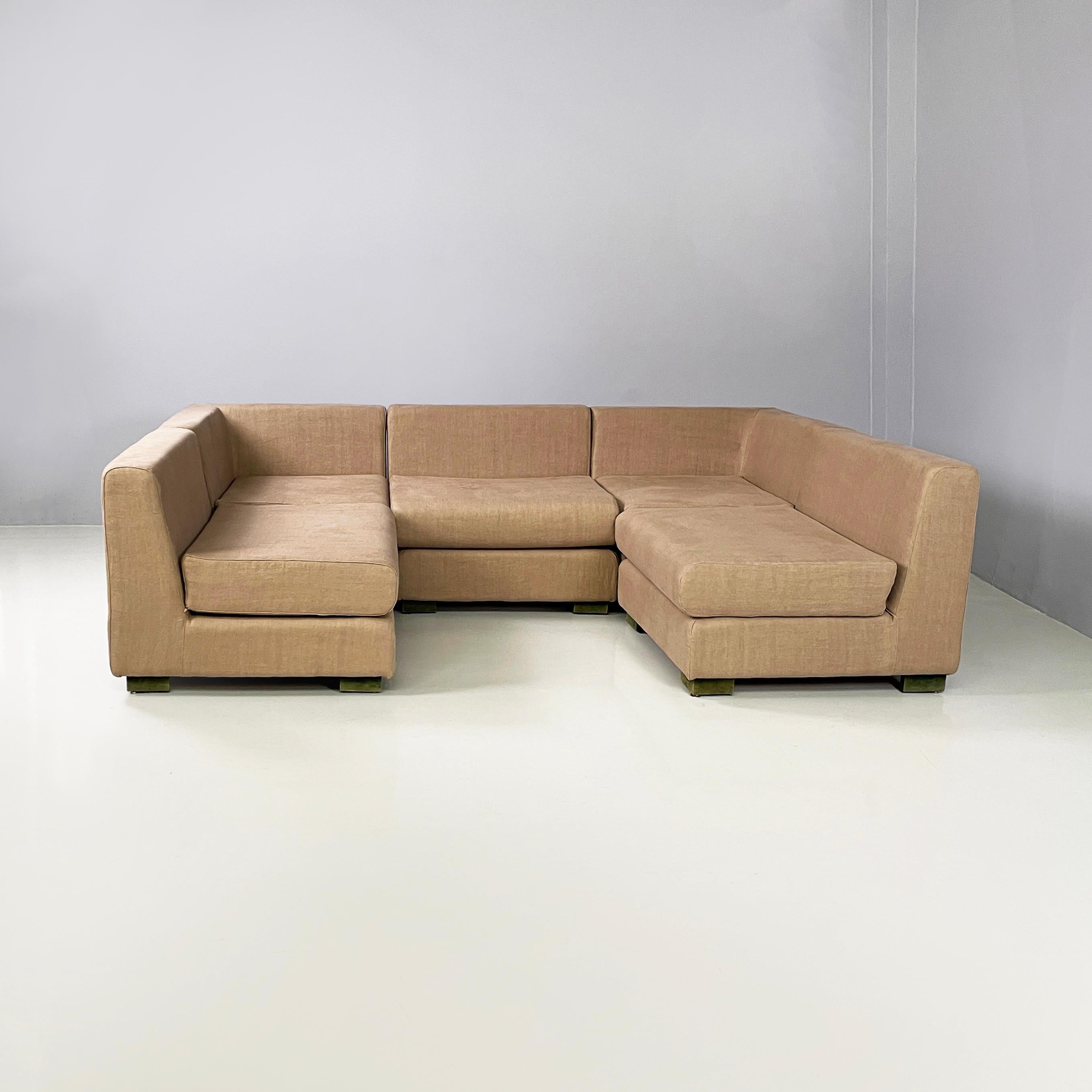 Modern Italian modern Beige fabric Modular sofa by Willy Rizzo for Sabot, 1970s For Sale