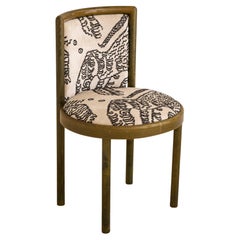 Italian Modern Bentwood Chair by Montina Upholstered in Dedar “Tiger Mountain"