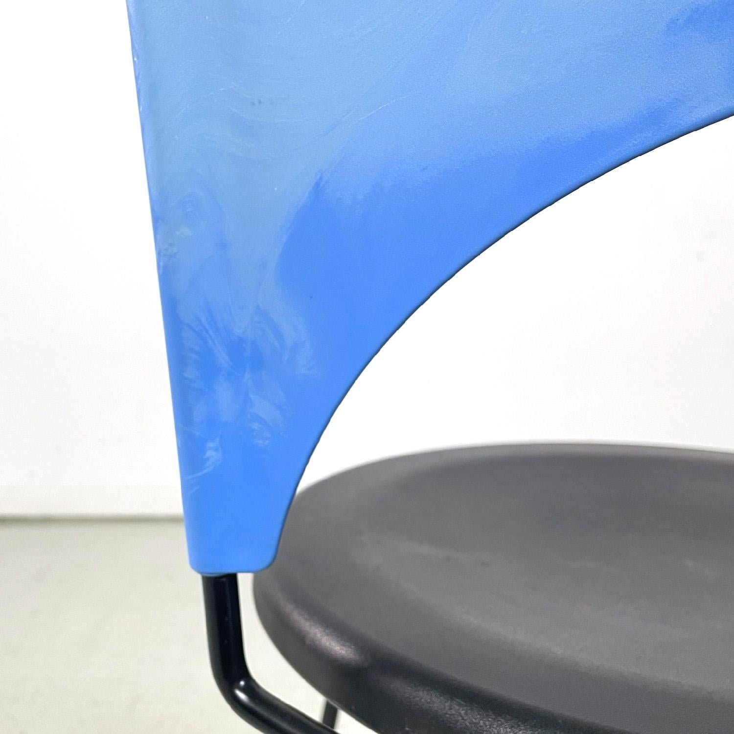Italian modern black and blue chair Sofia by Carlo Bartoli for Bonaldi, 1980s For Sale 6