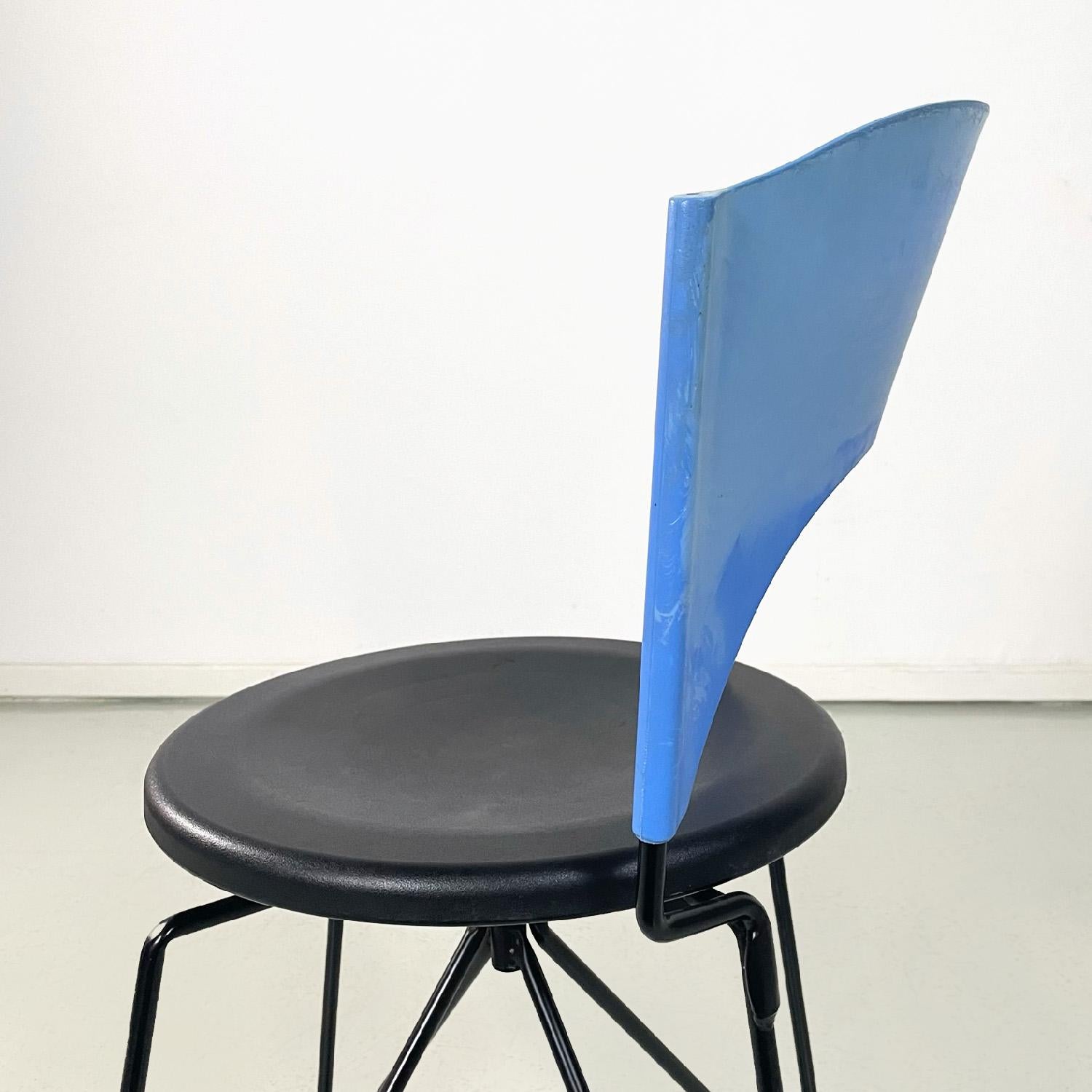 Modern Italian modern black and blue chair Sofia by Carlo Bartoli for Bonaldi, 1980s For Sale