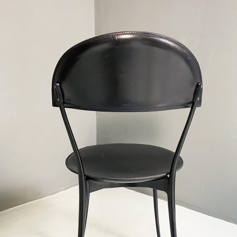Italian Modern Black and Chrome Chairs Tonietta by Enzo Mari for Zanotta, 1985 7