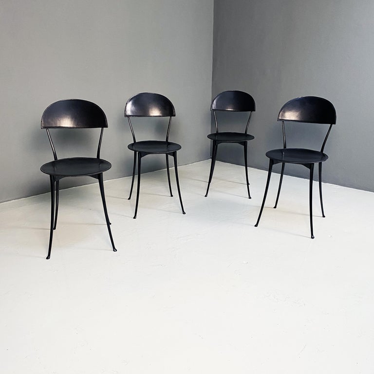 Italian Modern Black and Chrome Chairs Tonietta by Enzo Mari for Zanotta, 1985 In Good Condition In MIlano, IT