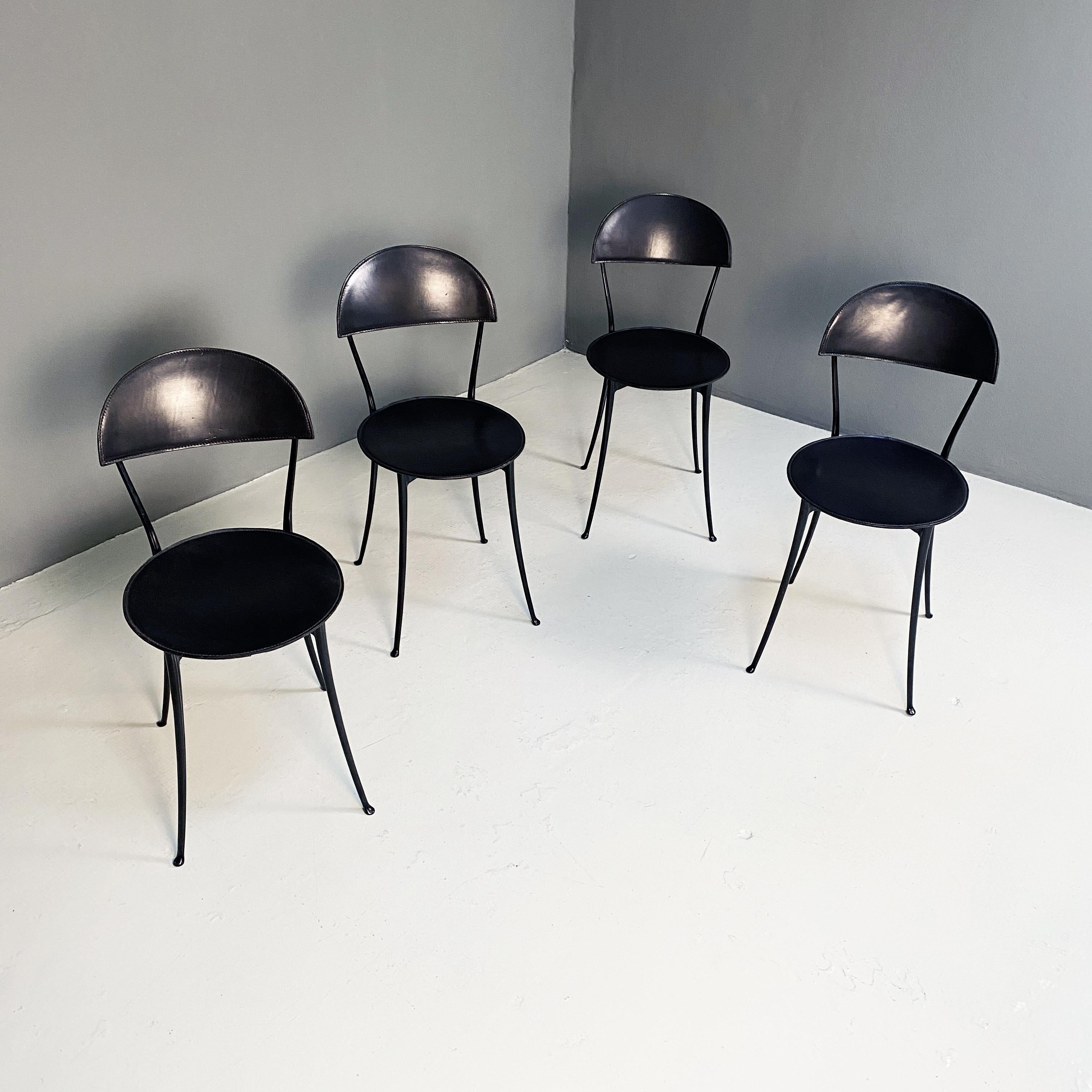 Italian Modern Black and Chrome Chairs Tonietta by Enzo Mari for Zanotta, 1985 In Good Condition In MIlano, IT