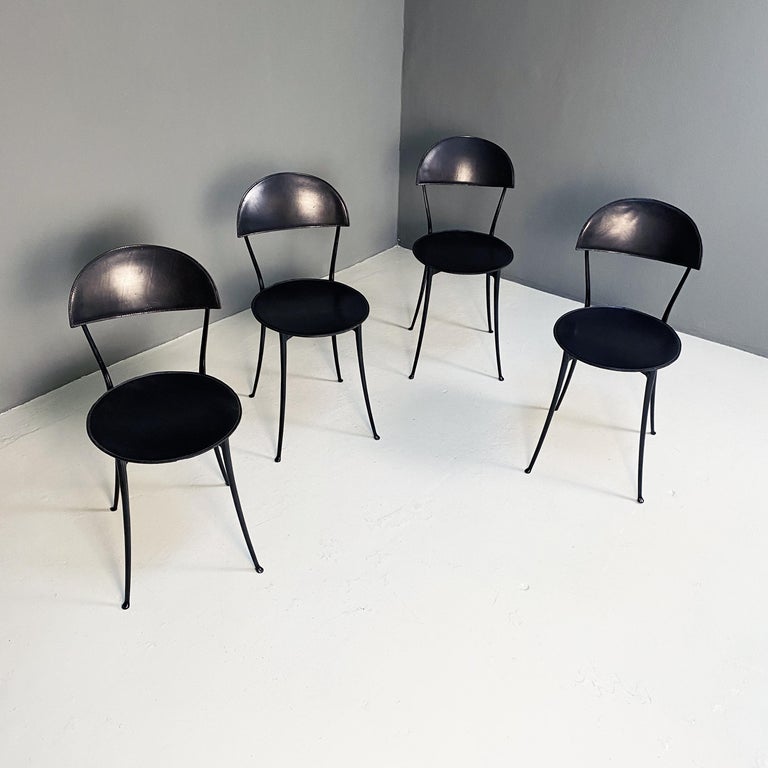 Late 20th Century Italian Modern Black and Chrome Chairs Tonietta by Enzo Mari for Zanotta, 1985