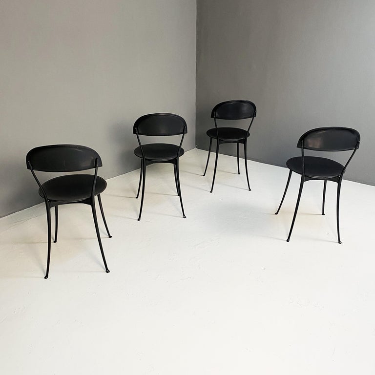 Italian Modern Black and Chrome Chairs Tonietta by Enzo Mari for Zanotta, 1985 1