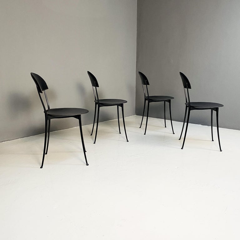 Italian Modern Black and Chrome Chairs Tonietta by Enzo Mari for Zanotta, 1985 2