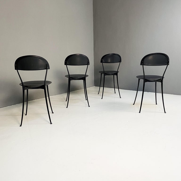 Italian Modern Black and Chrome Chairs Tonietta by Enzo Mari for Zanotta, 1985 4