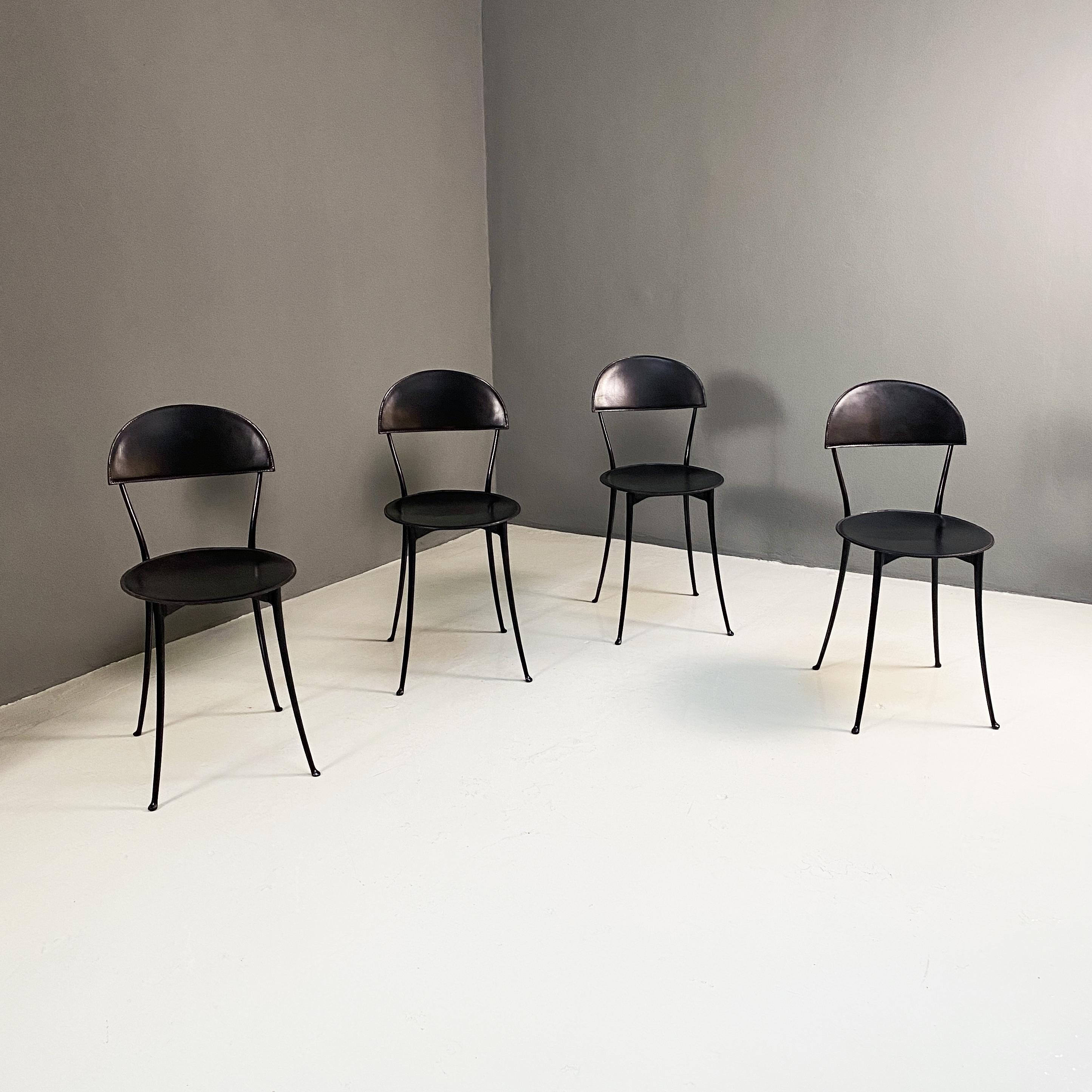Italian Modern Black and Chrome Chairs Tonietta by Enzo Mari for Zanotta, 1985 4