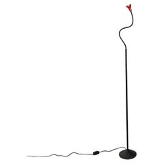 Italian modern black and red metal adjustable floor lamp by Tronconi, 1980s