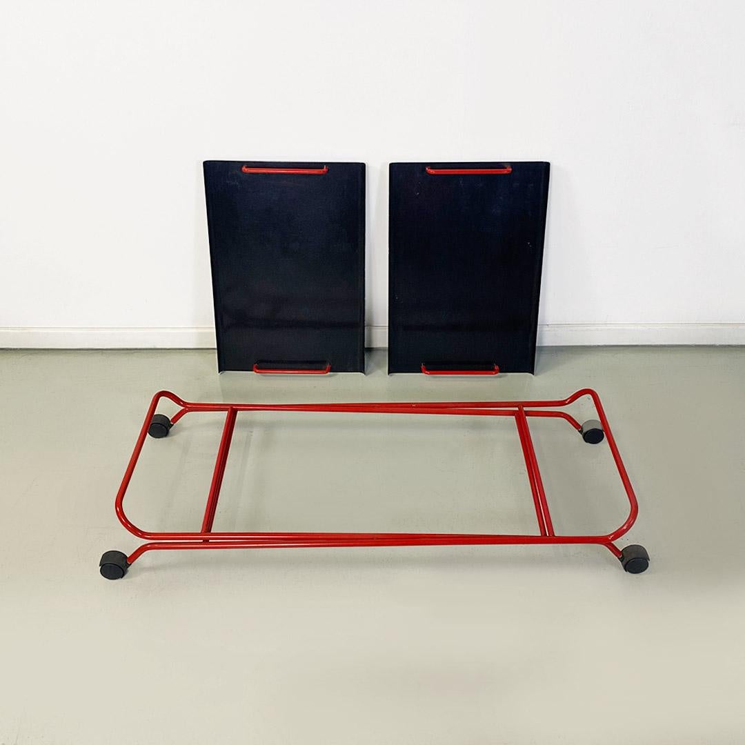 Italian modern black and red metal food trolley on wheels, 1980s For Sale 2