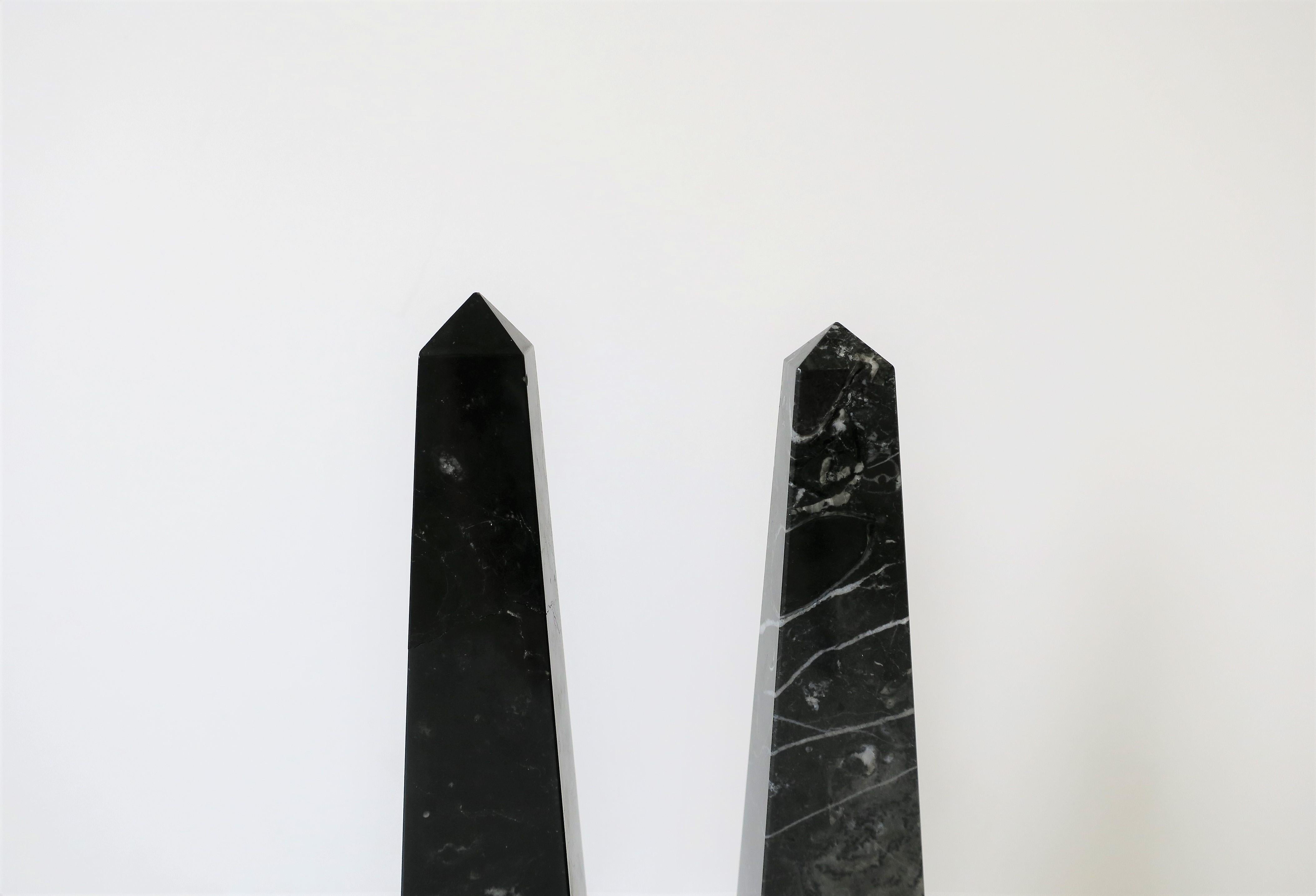 Pair of Italian Modern Black and White Marble Obelisks 4