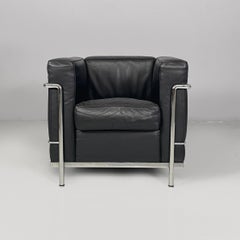 Italian modern black armchair LC2 Le Corbusier Jeanneret Perriand Cassina 1980s