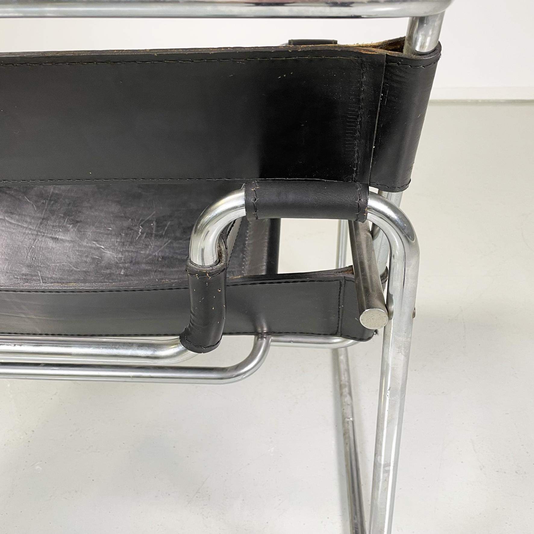 Italian Modern Black Armchair Mod. Wassily B3 by Marcel Breuer for Gavina, 1960s 9