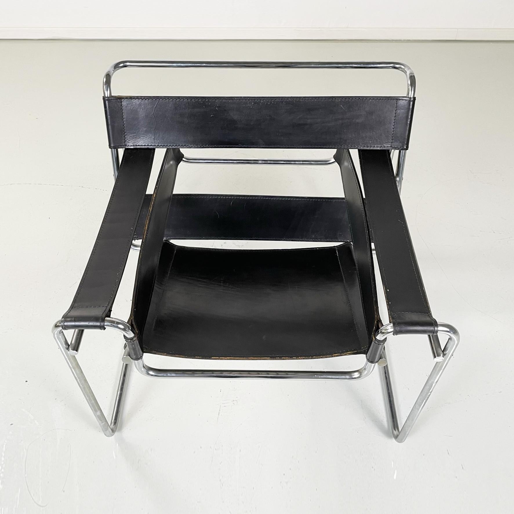 Italian Modern Black Armchair Mod. Wassily B3 by Marcel Breuer for Gavina, 1960s 2