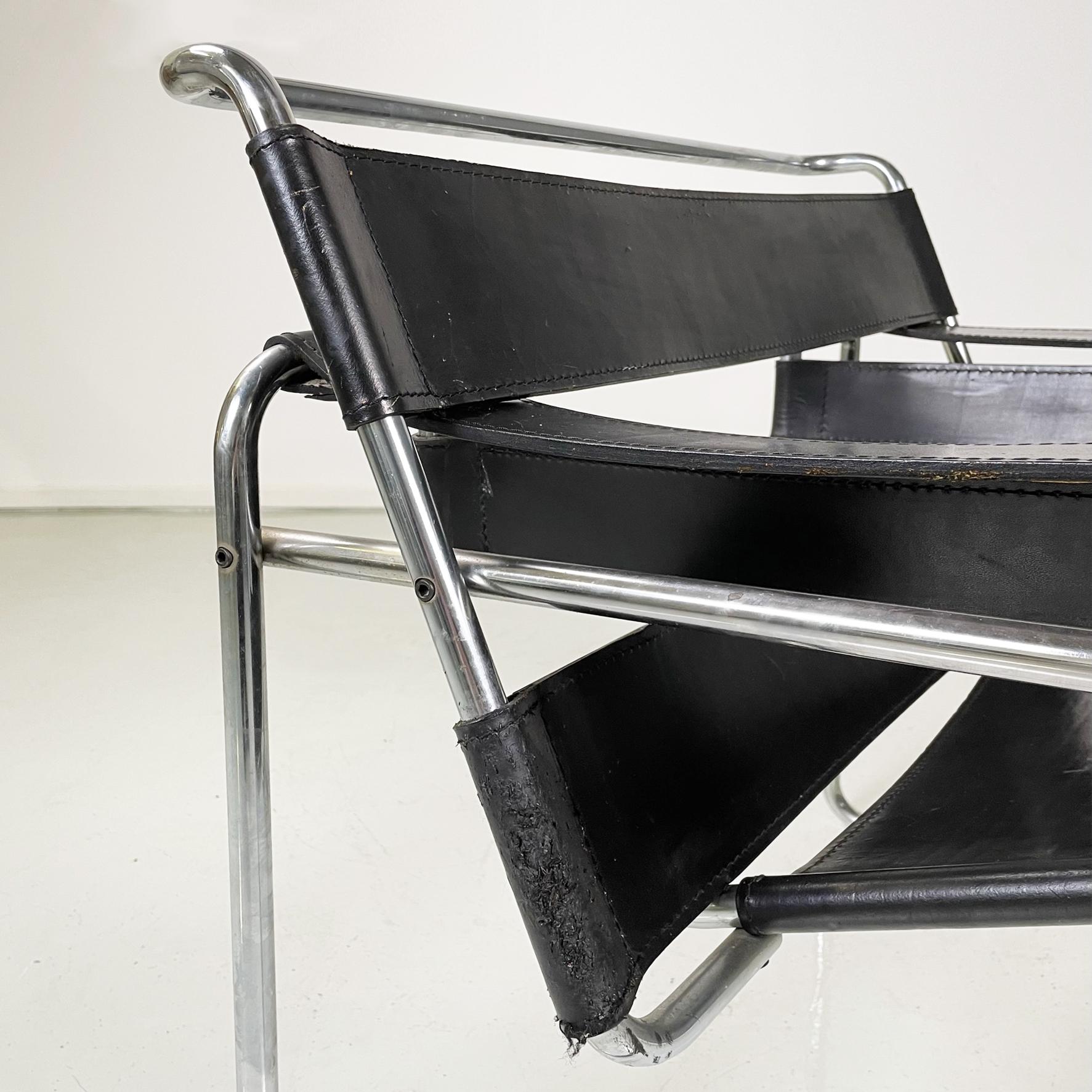 Italian Modern Black Armchair Mod. Wassily B3 by Marcel Breuer for Gavina, 1960s 3