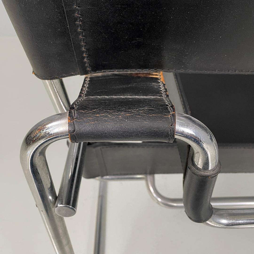 Italian modern black armchair Wassily or B3 by Marcel Breuer for Gavina, 1970s For Sale 11