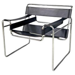 Moderner italienischer moderner schwarzer Sessel Wassily oder B3 von Marcel Breuer für Gavina, 1970er Jahre