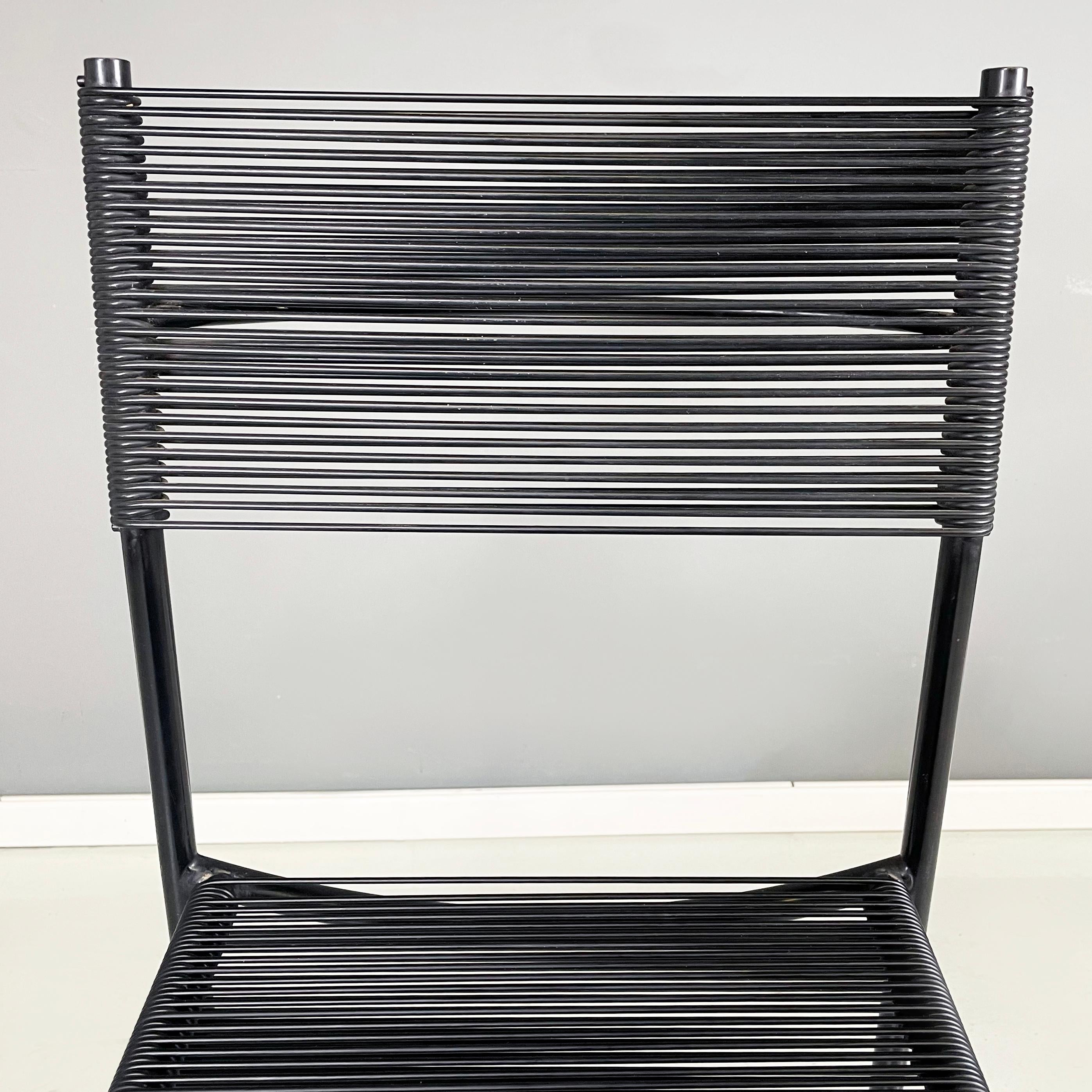 Métal Chaise moderne italienne noire Spaghetti par Giandomenico Belotti pour Alias, années 1980 en vente