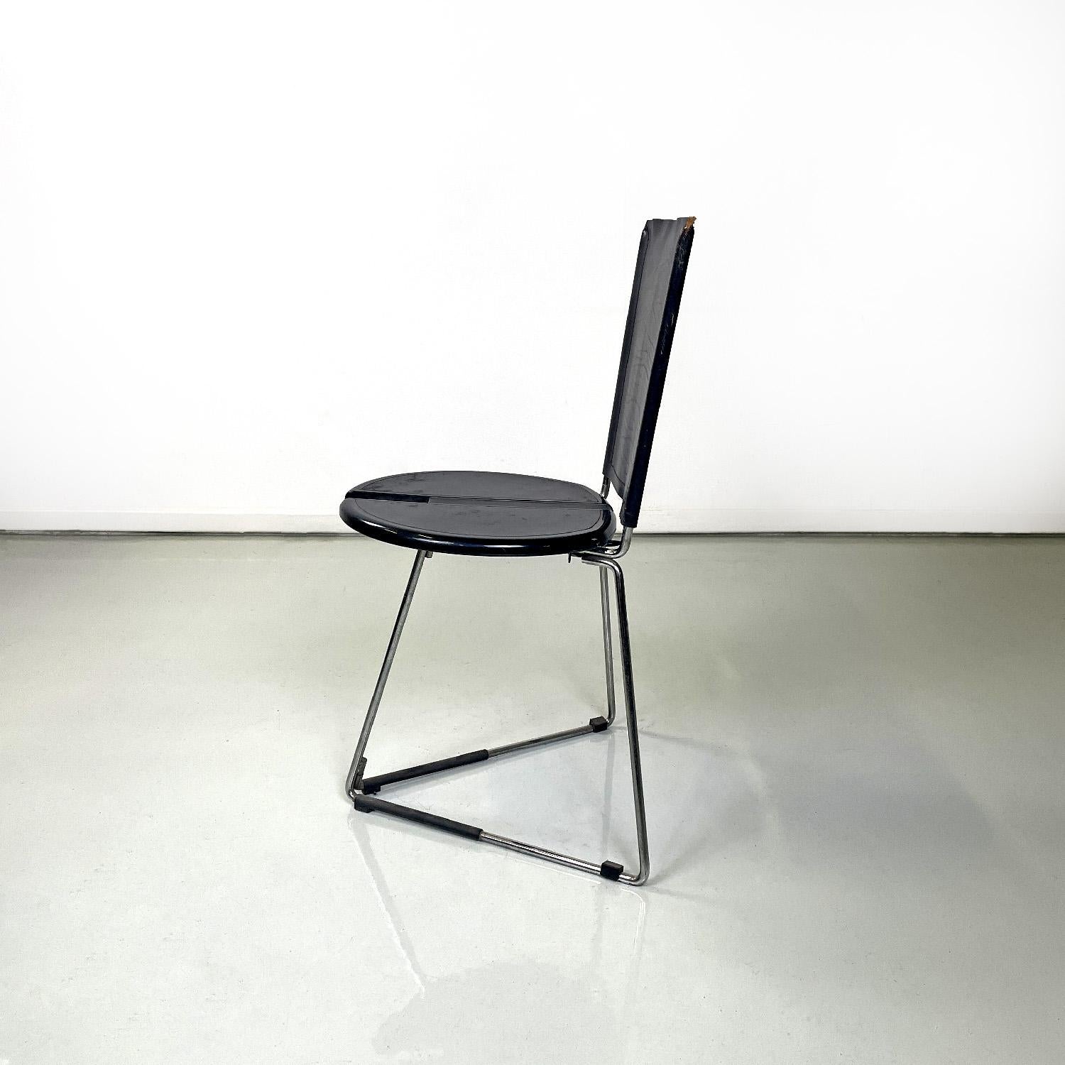 Modern Italian modern black chair Terna by Gaspare Cairoli for Seccose, 1980s For Sale