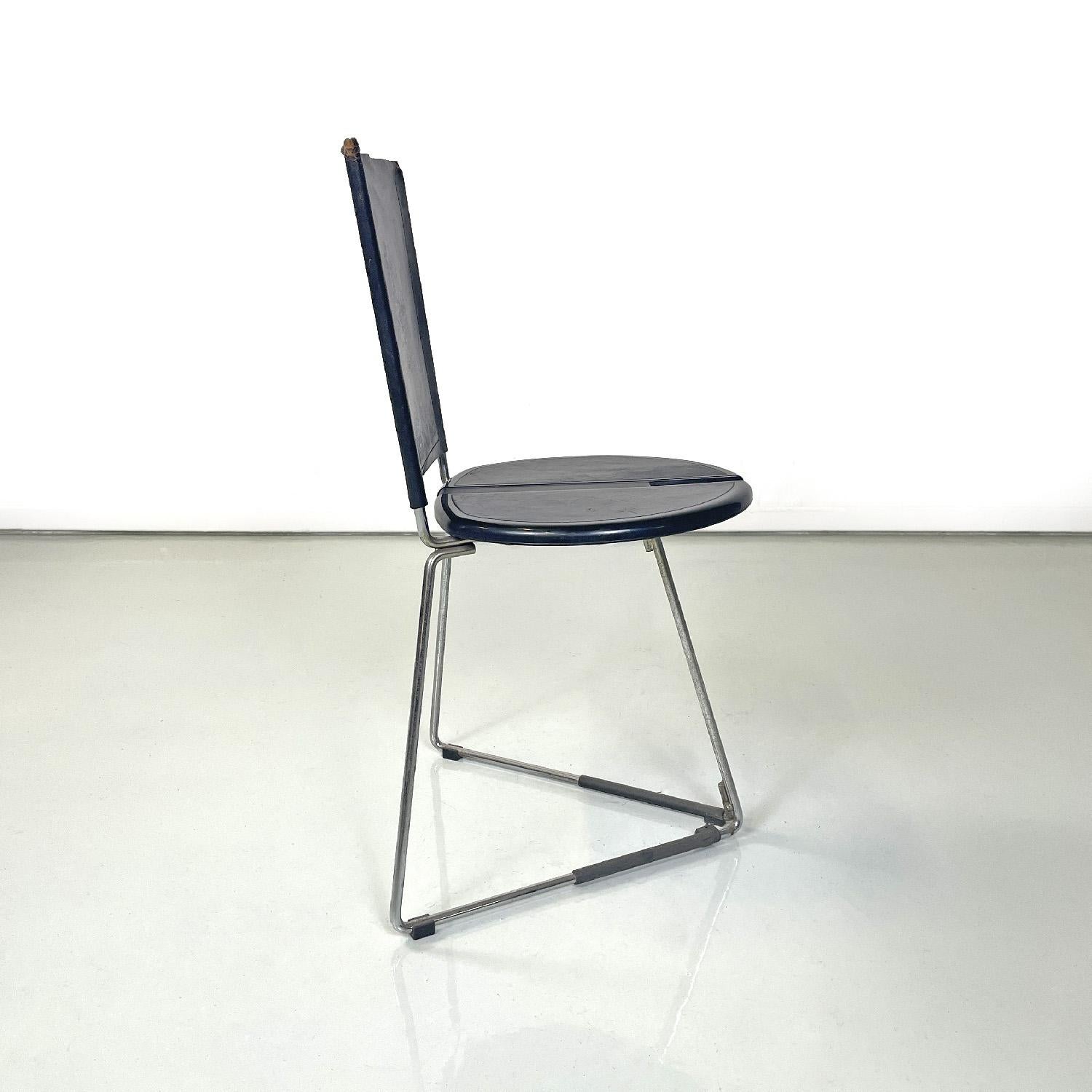 Italian modern black chair Terna by Gaspare Cairoli for Seccose, 1980s In Fair Condition For Sale In MIlano, IT