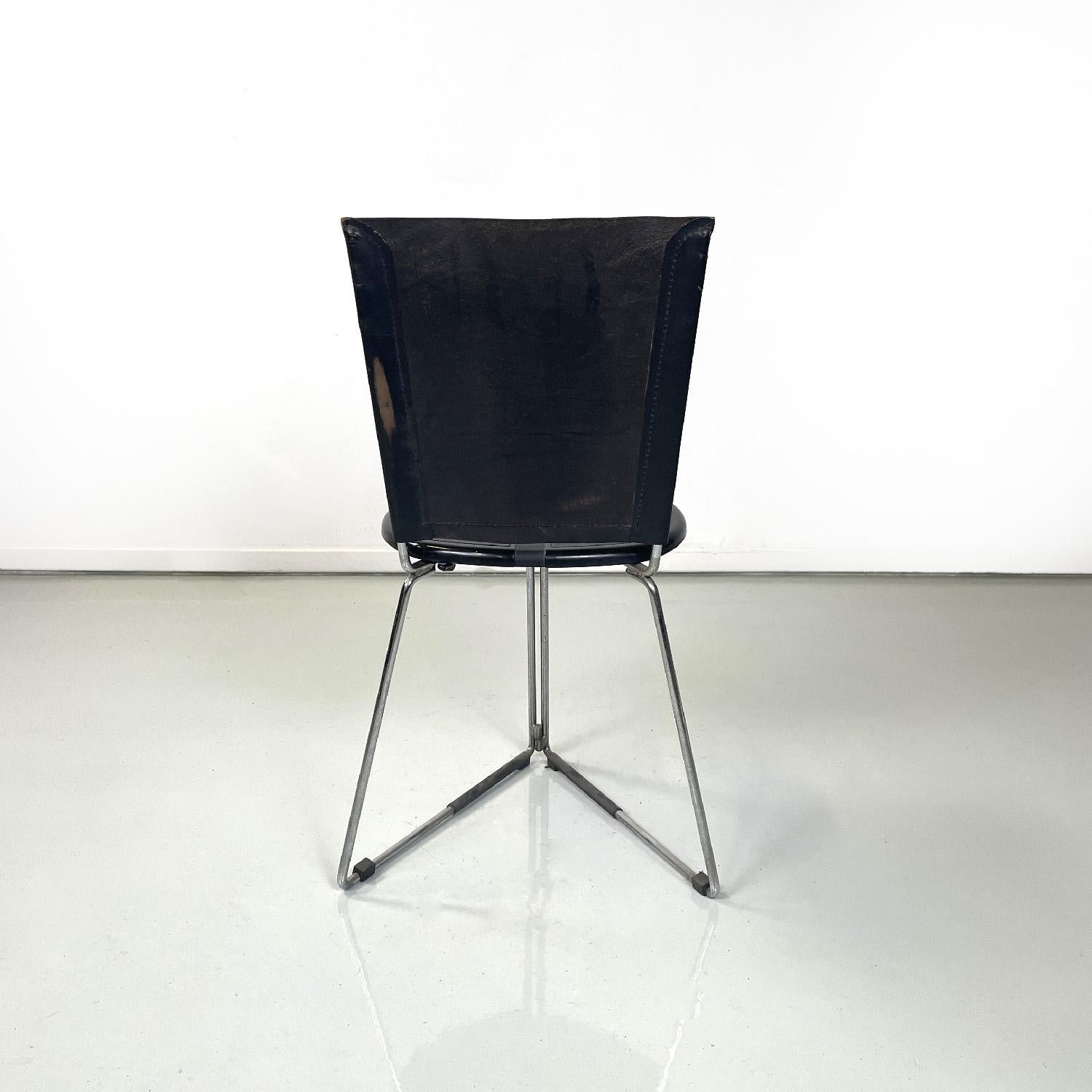 Late 20th Century Italian modern black chair Terna by Gaspare Cairoli for Seccose, 1980s For Sale