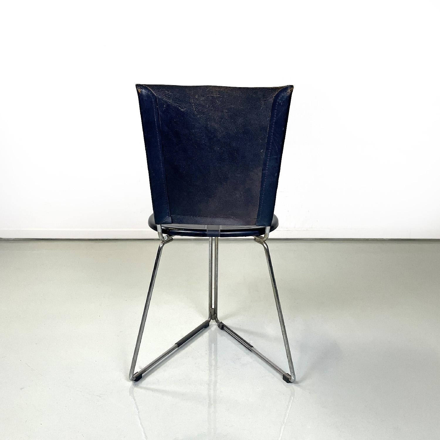 Late 20th Century Italian modern black chair Terna by Gaspare Cairoli for Seccose, 1980s For Sale