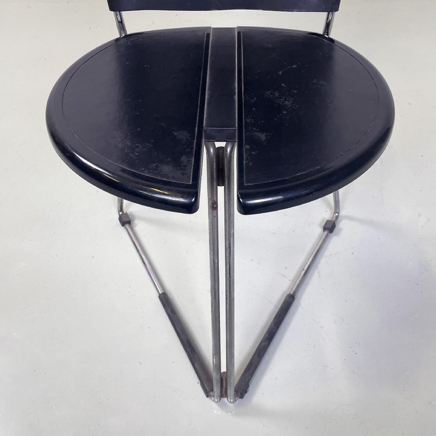Italian modern black chair Terna by Gaspare Cairoli for Seccose, 1980s For Sale 1