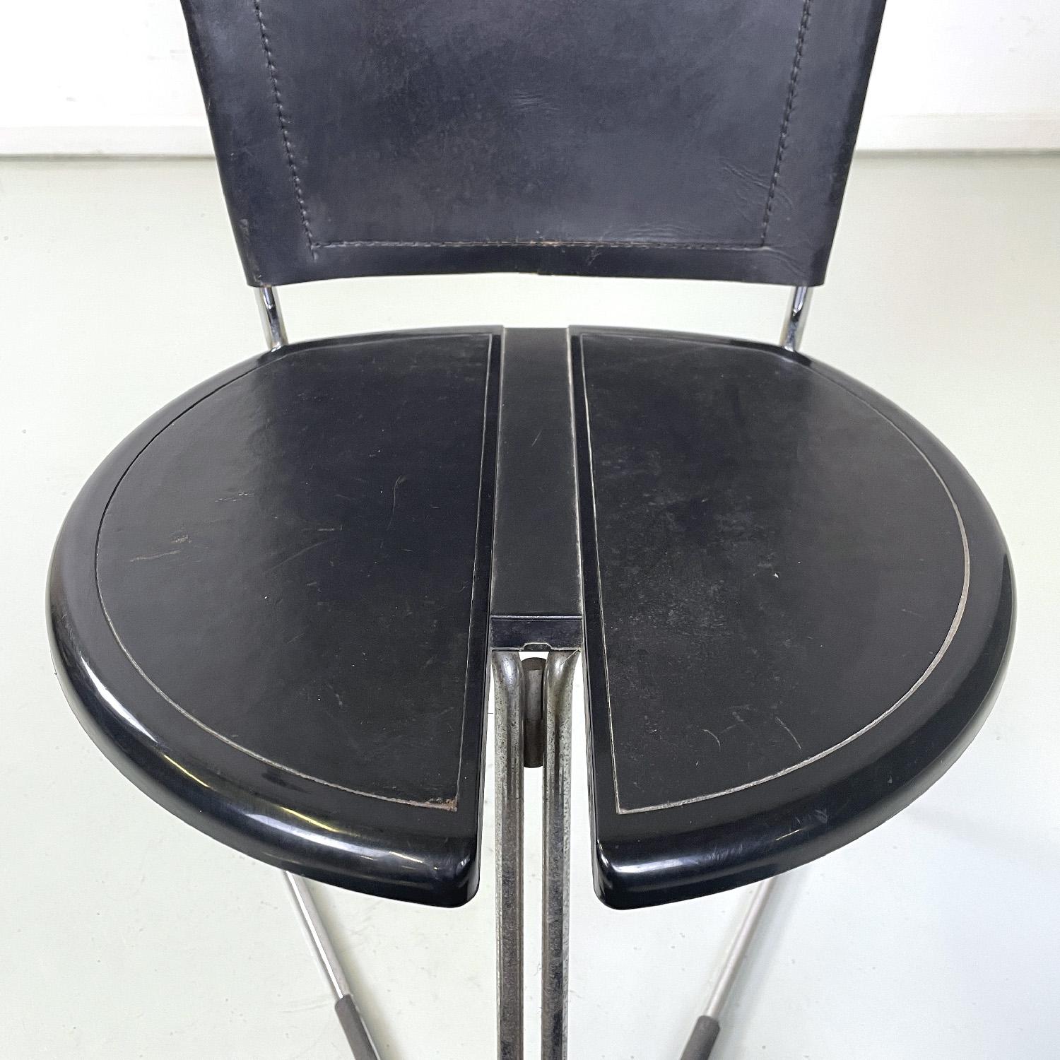 Italian modern black chair Terna by Gaspare Cairoli for Seccose, 1980s For Sale 1
