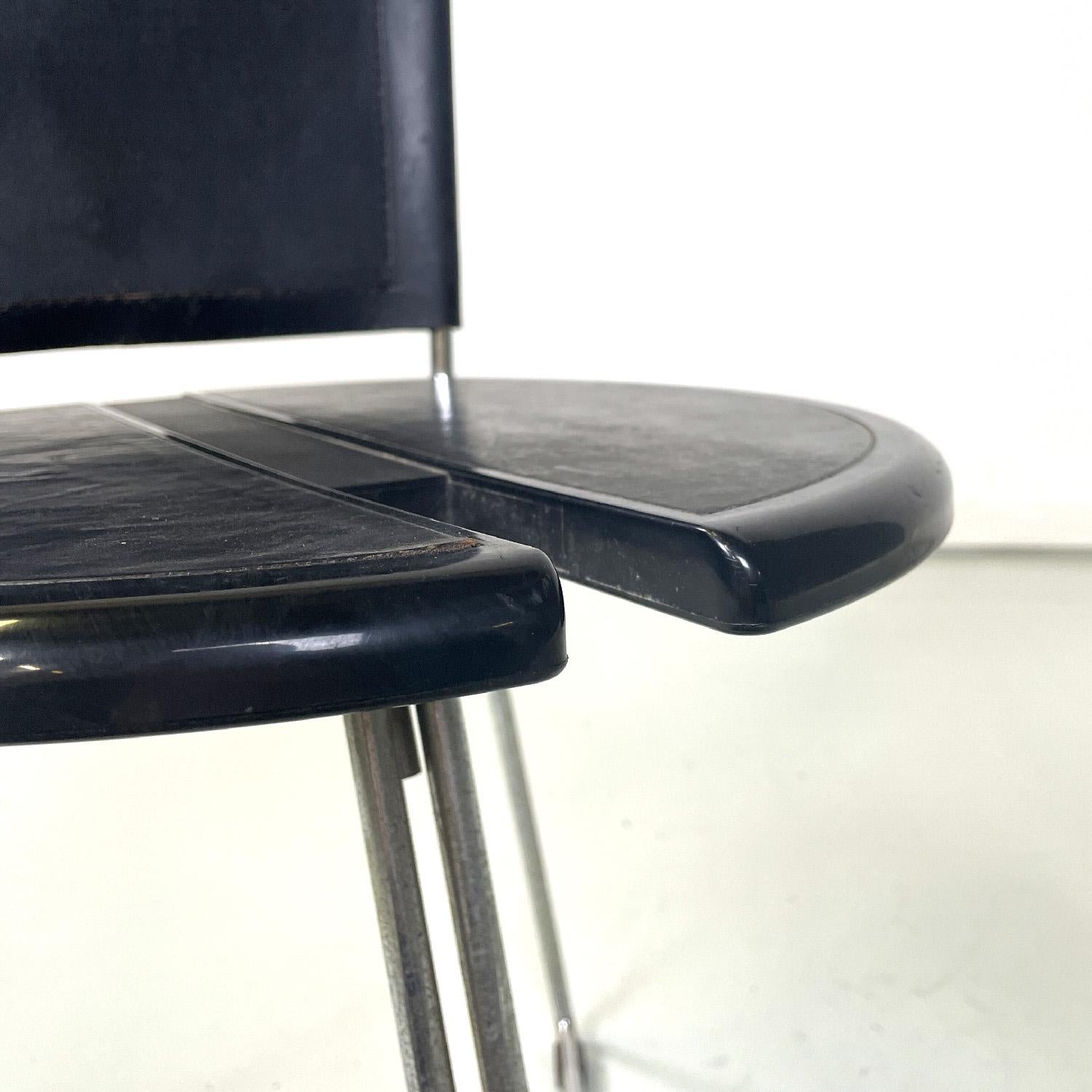 Italian modern black chair Terna by Gaspare Cairoli for Seccose, 1980s For Sale 2