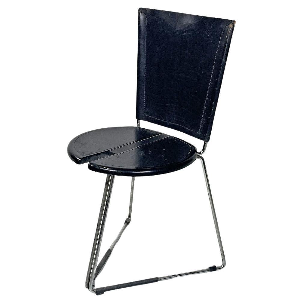 Italian modern black chair Terna by Gaspare Cairoli for Seccose, 1980s For Sale