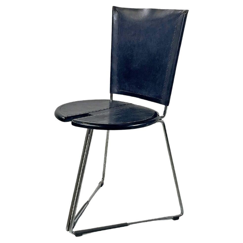 Italian modern black chair Terna by Gaspare Cairoli for Seccose, 1980s For Sale
